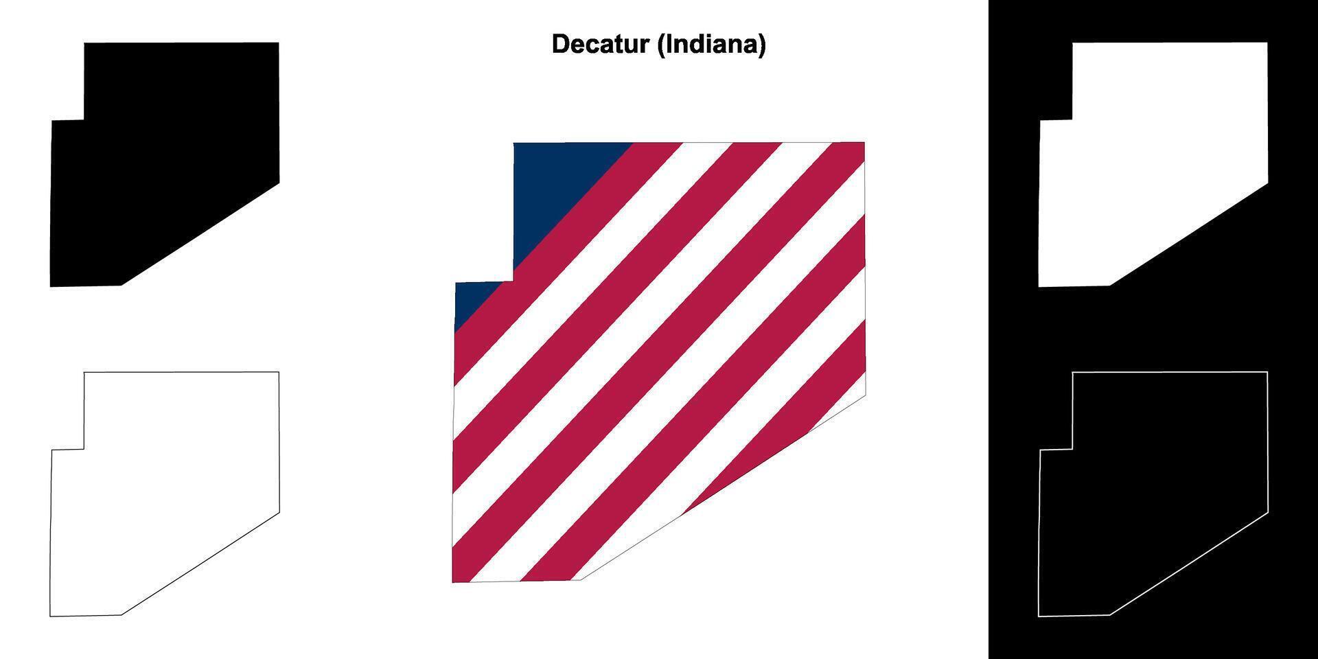 decatur condado, Indiana contorno mapa conjunto vector