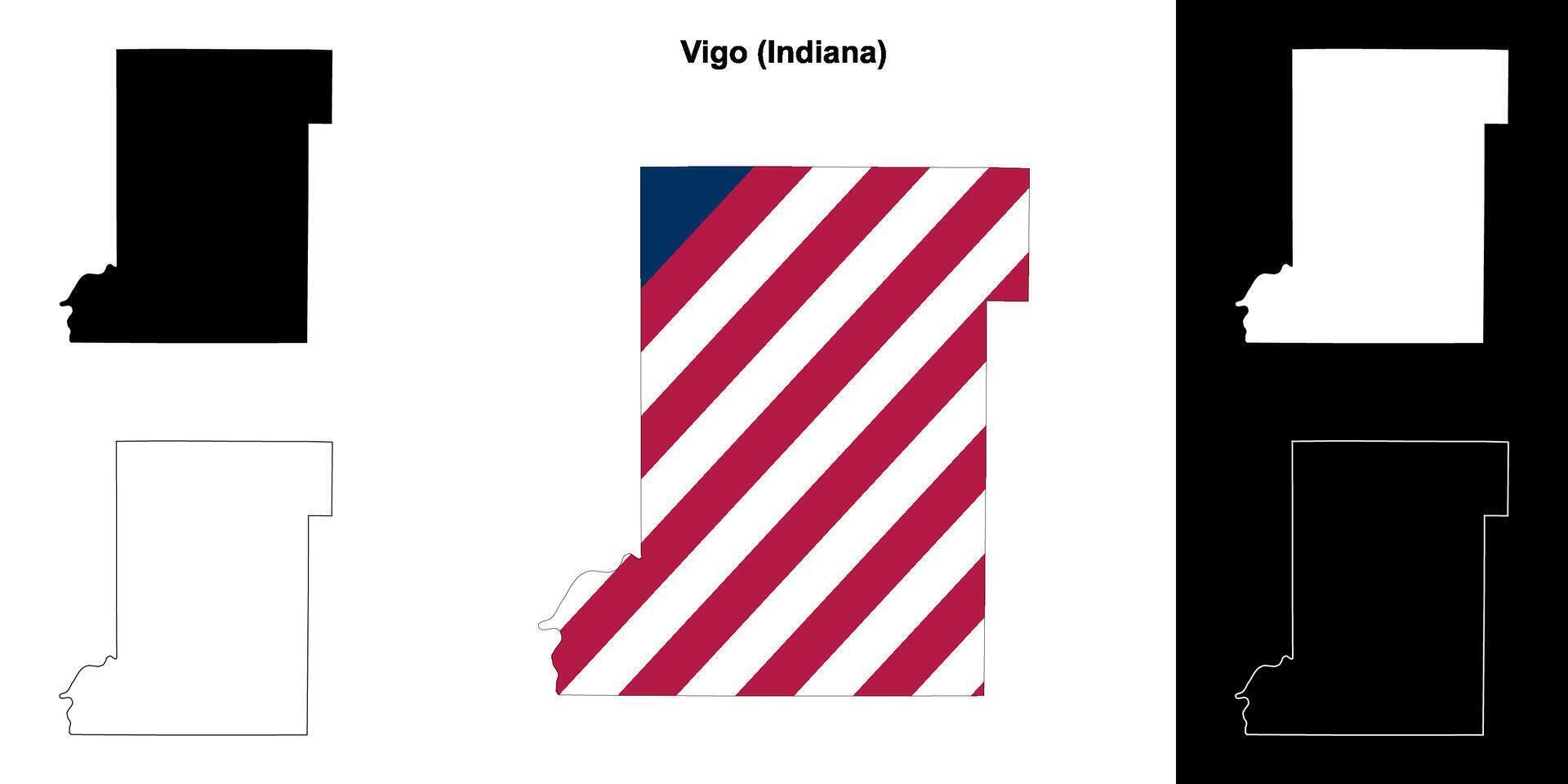 Vigo County, Indiana outline map set vector