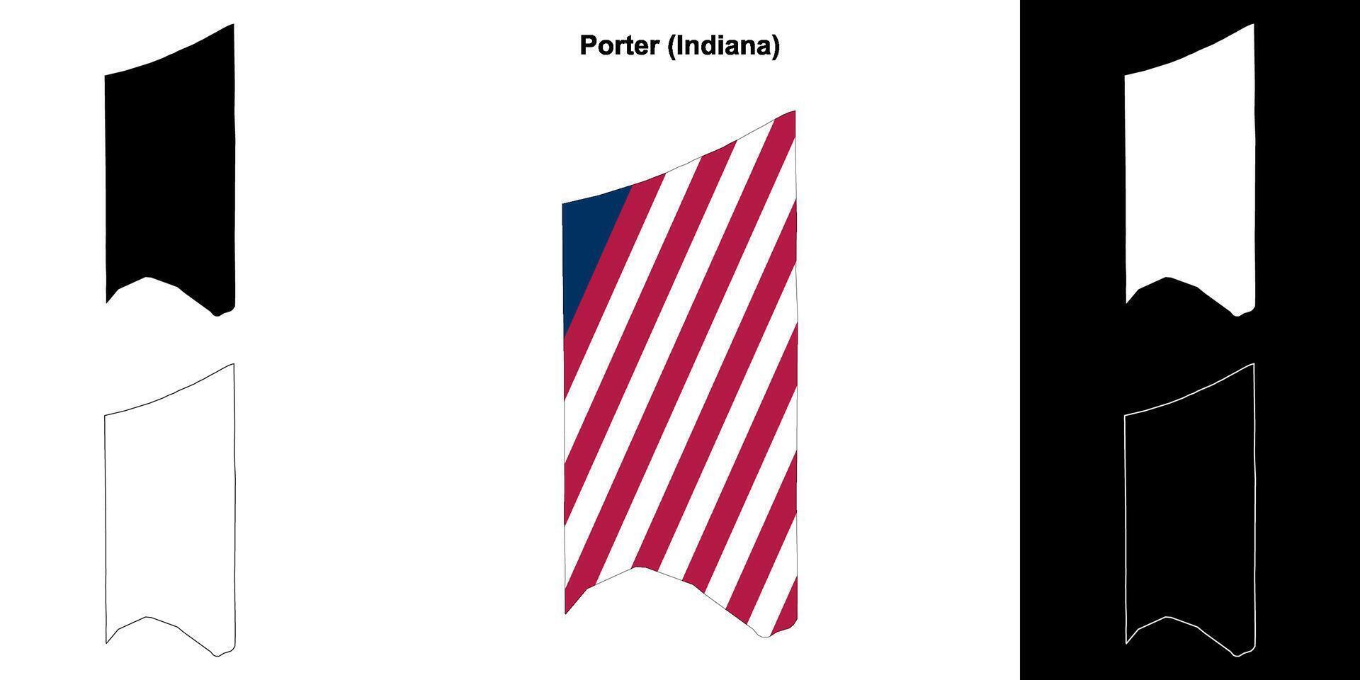 Porter County, Indiana outline map set vector