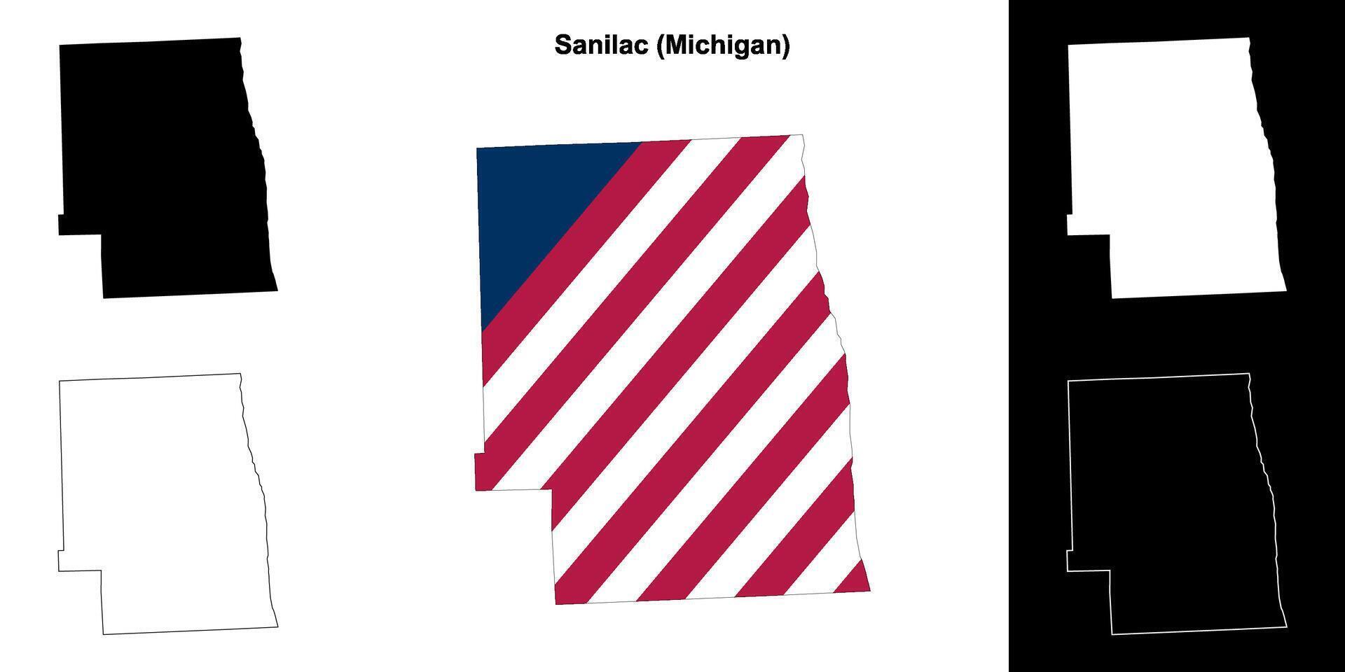 Sanilac County, Michigan outline map set vector