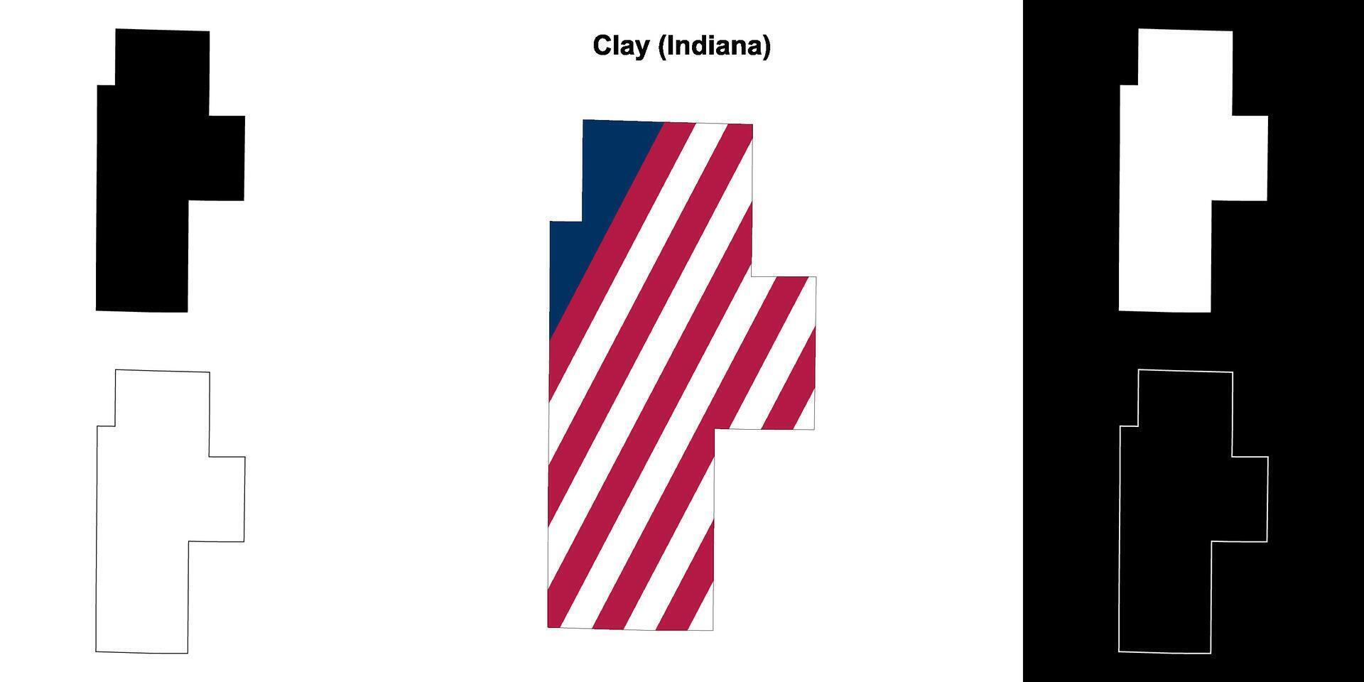 Clay County, Indiana outline map set vector
