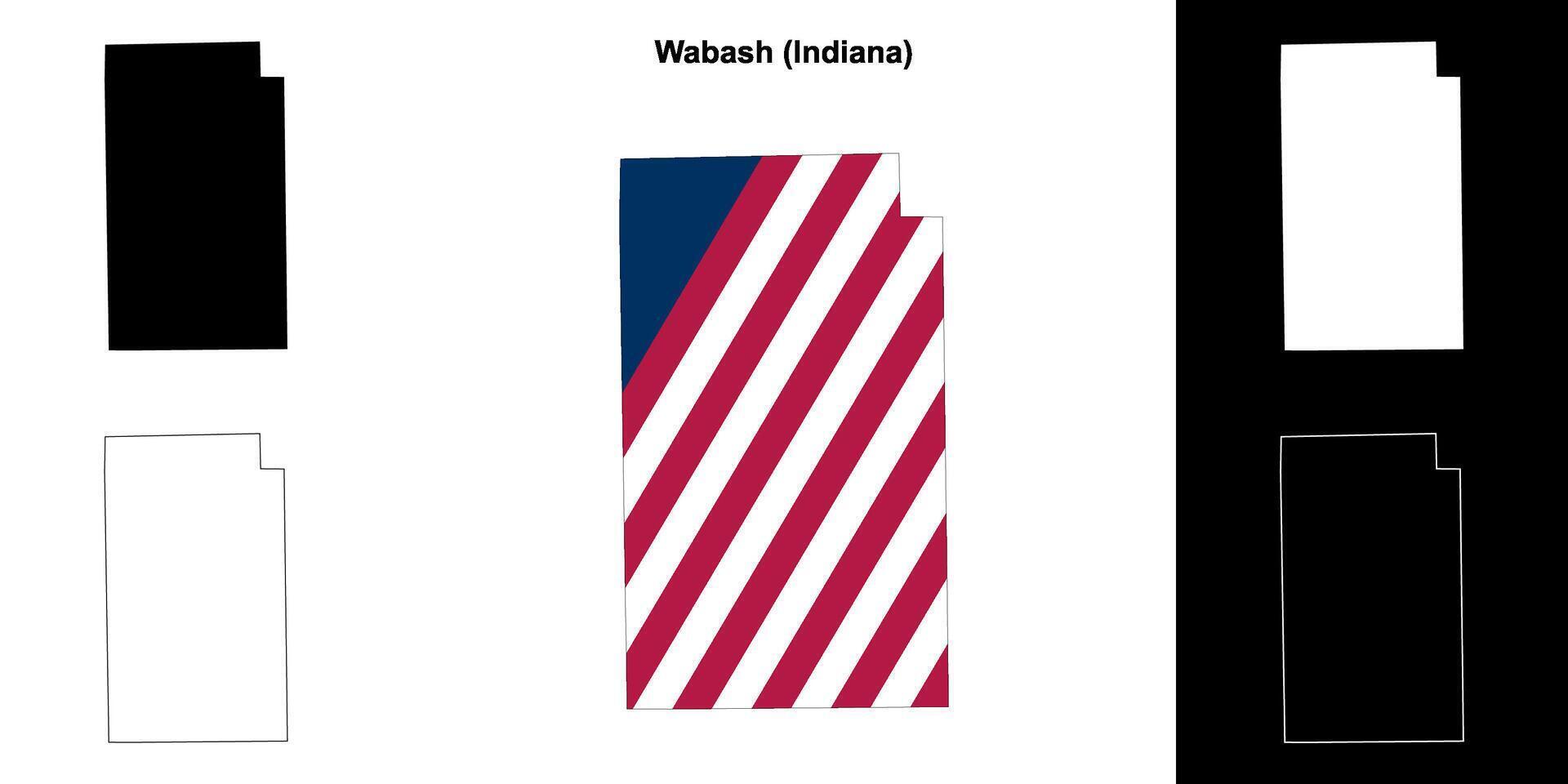 Wabash County, Indiana outline map set vector