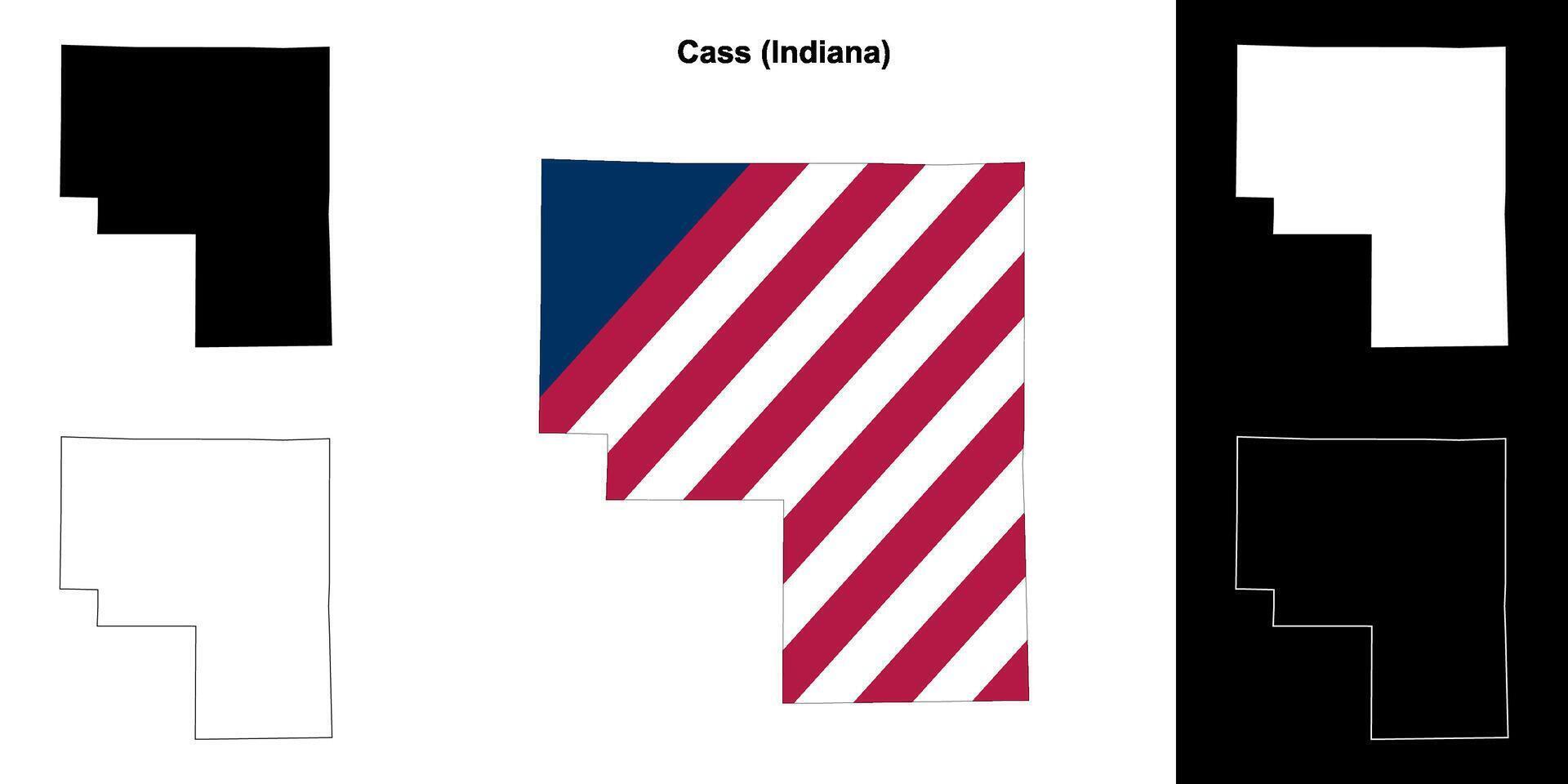 Cass County, Indiana outline map set vector