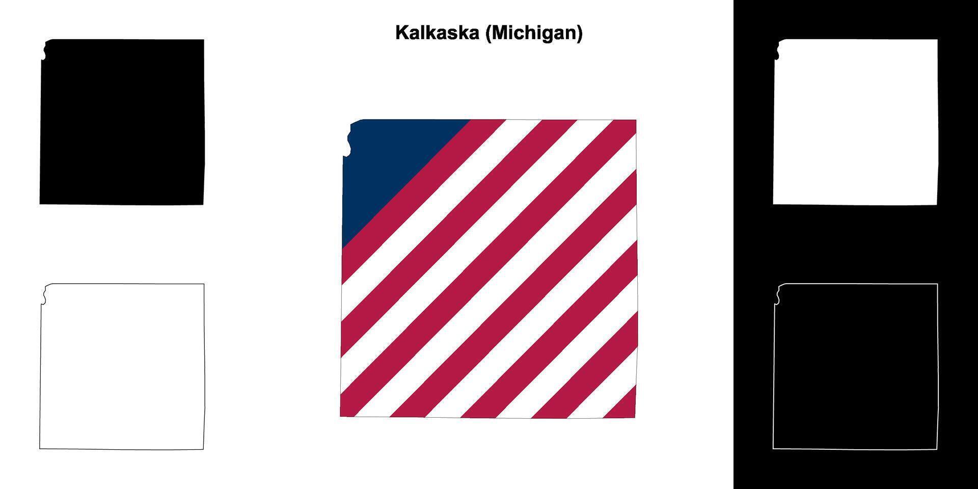 Kalkaska County, Michigan outline map set vector