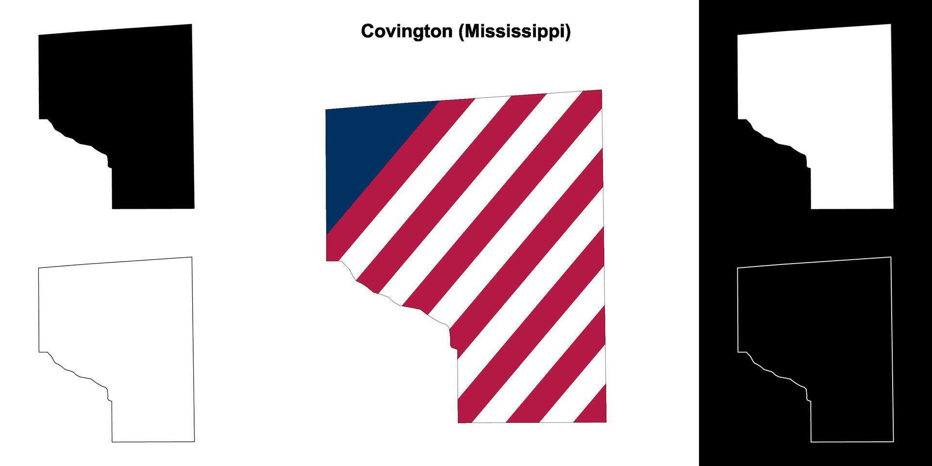 Covington County, Mississippi outline map set vector