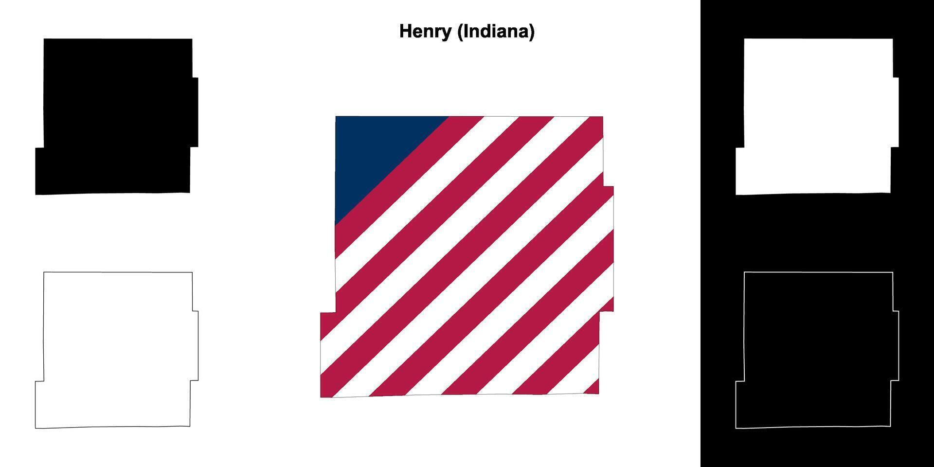 Henry County, Indiana outline map set vector