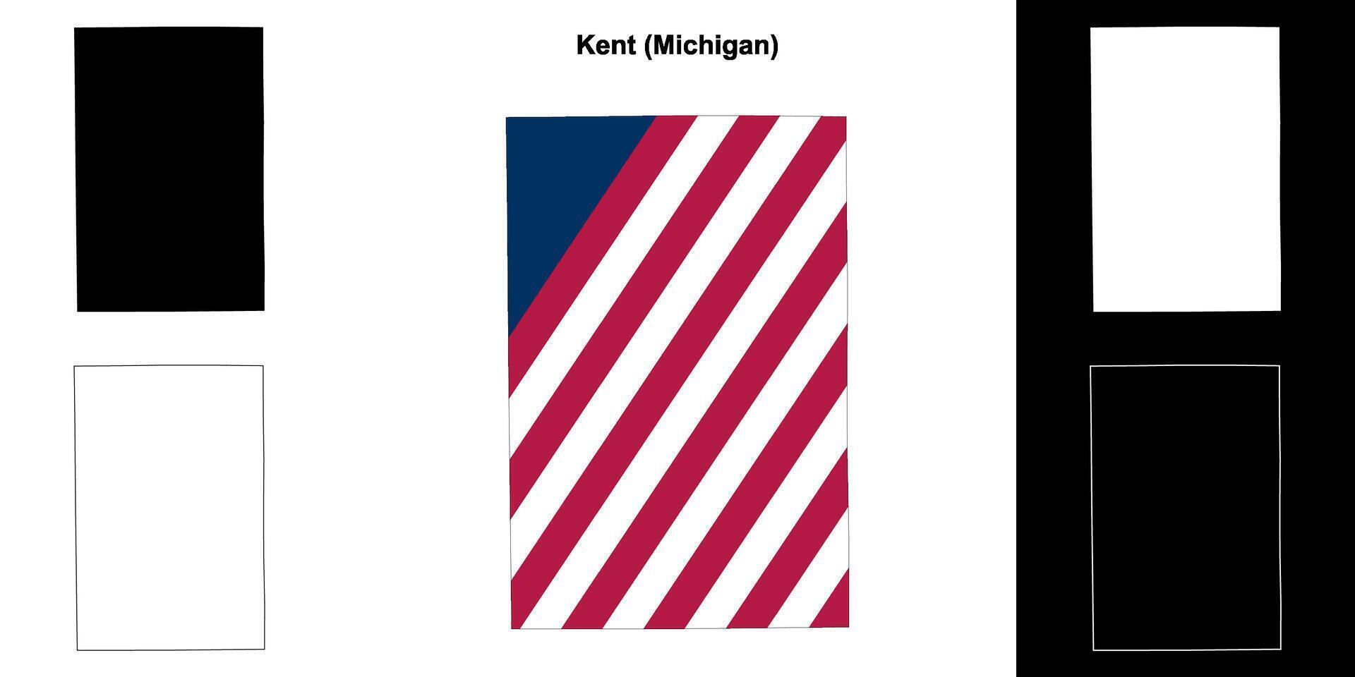 Kent County, Michigan outline map set vector