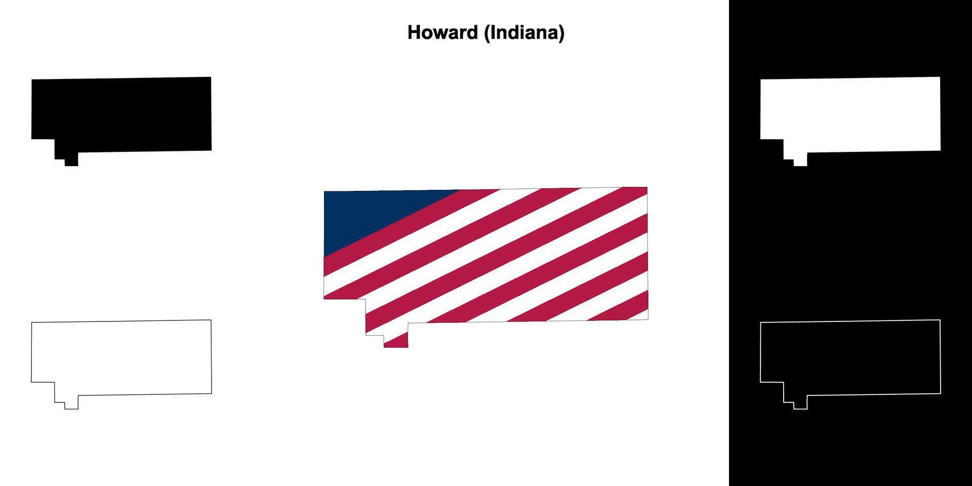Howard County, Indiana outline map set vector