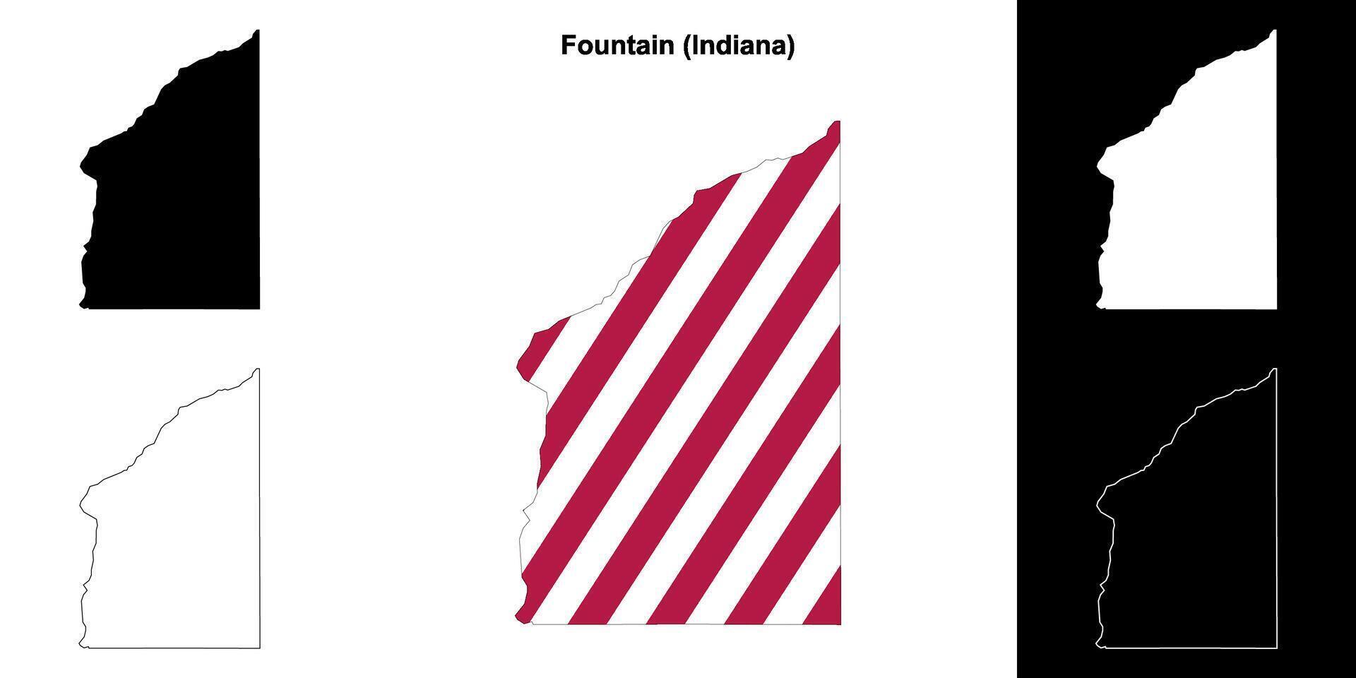 Fountain County, Indiana outline map set vector