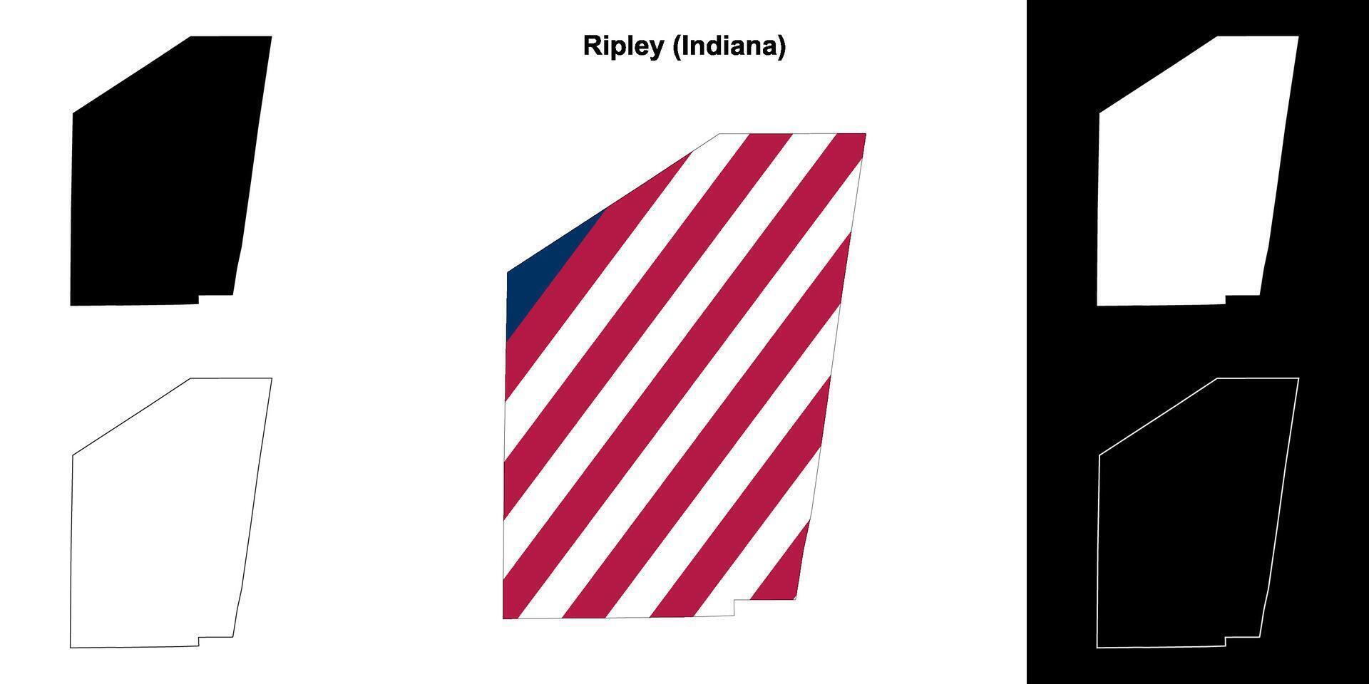 Ripley County, Indiana outline map set vector