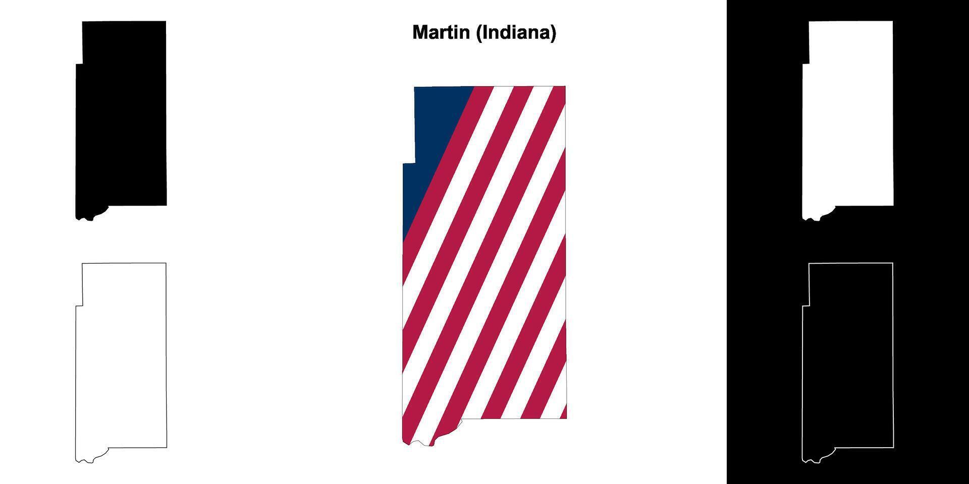 Martin County, Indiana outline map set vector