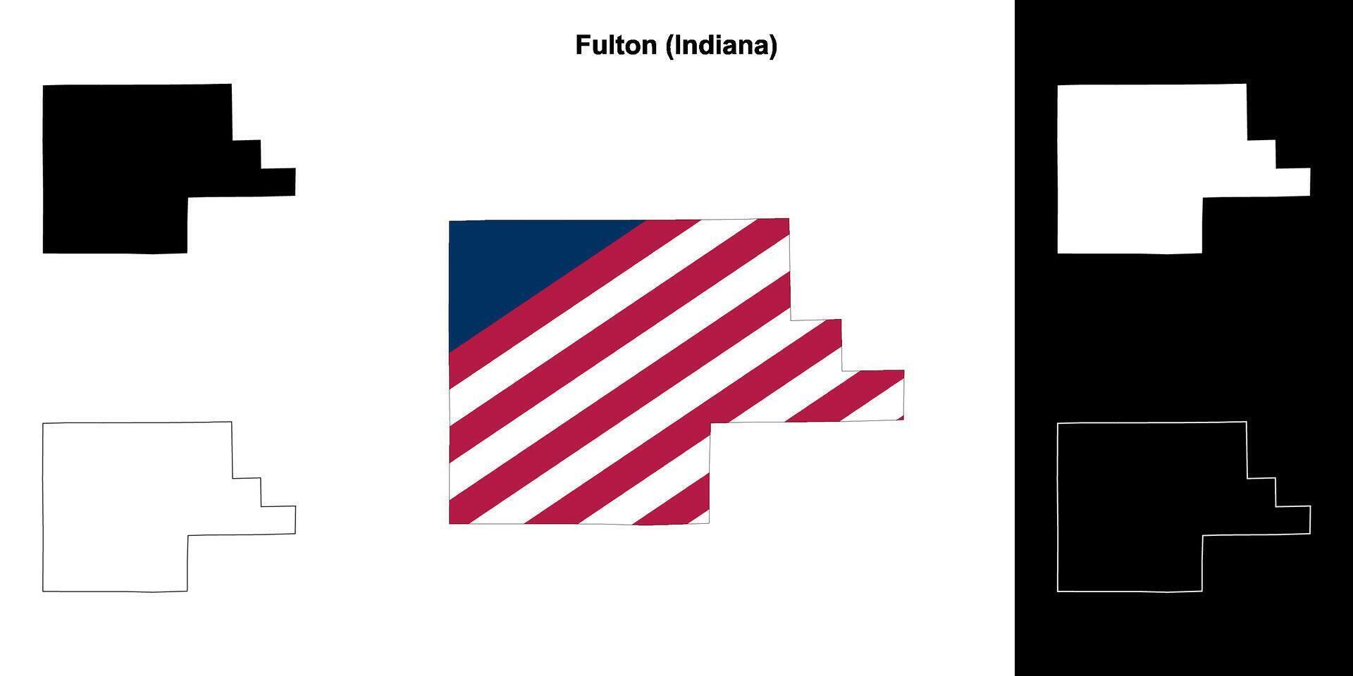 Fulton County, Indiana outline map set vector