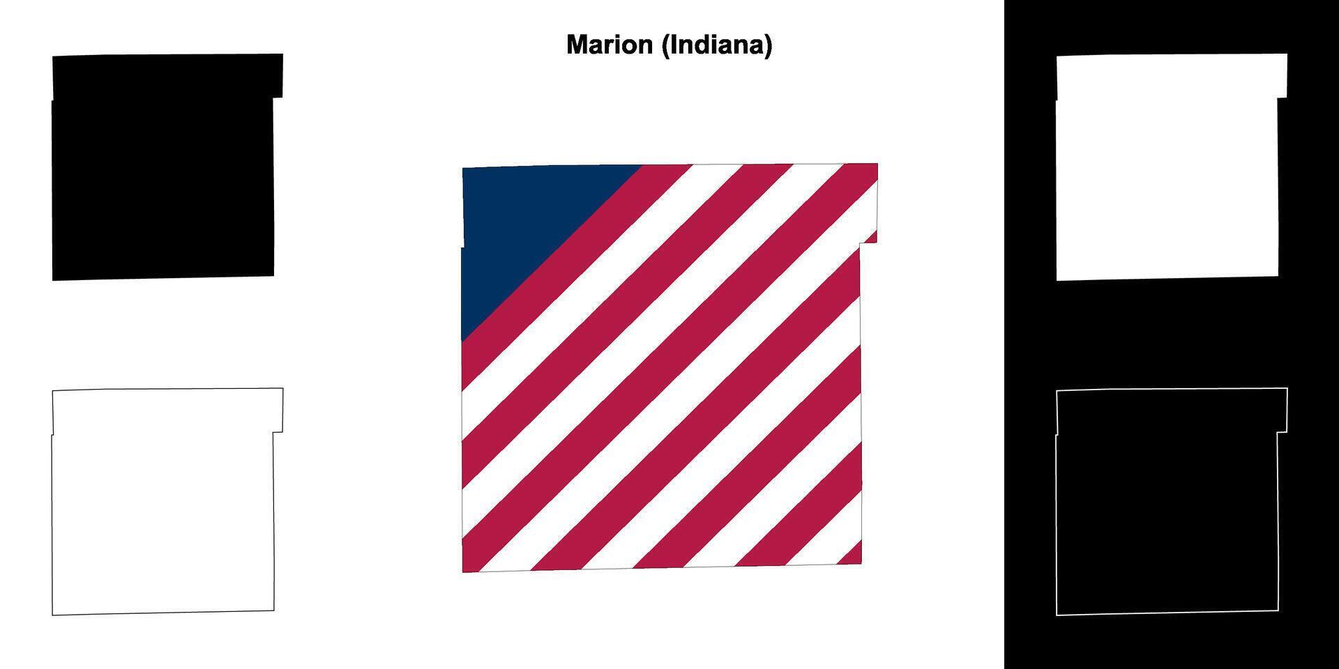 Marion County, Indiana outline map set vector