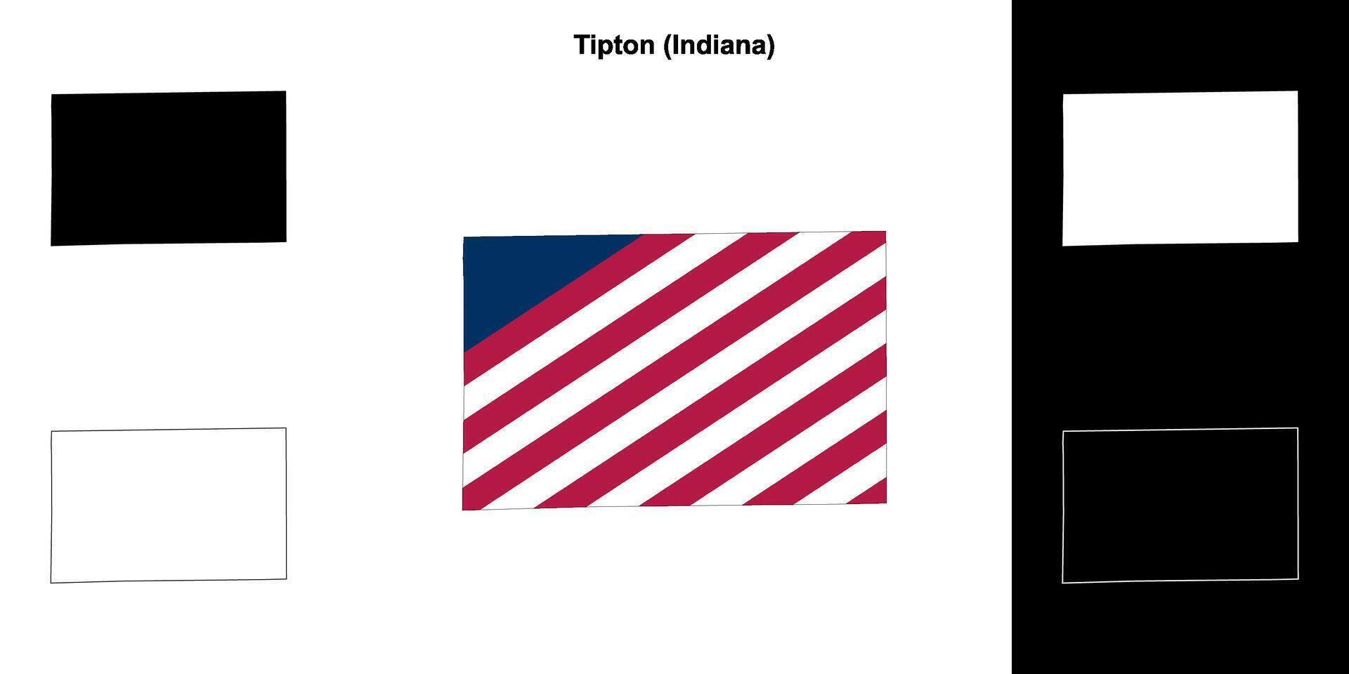 Tipton County, Indiana outline map set vector