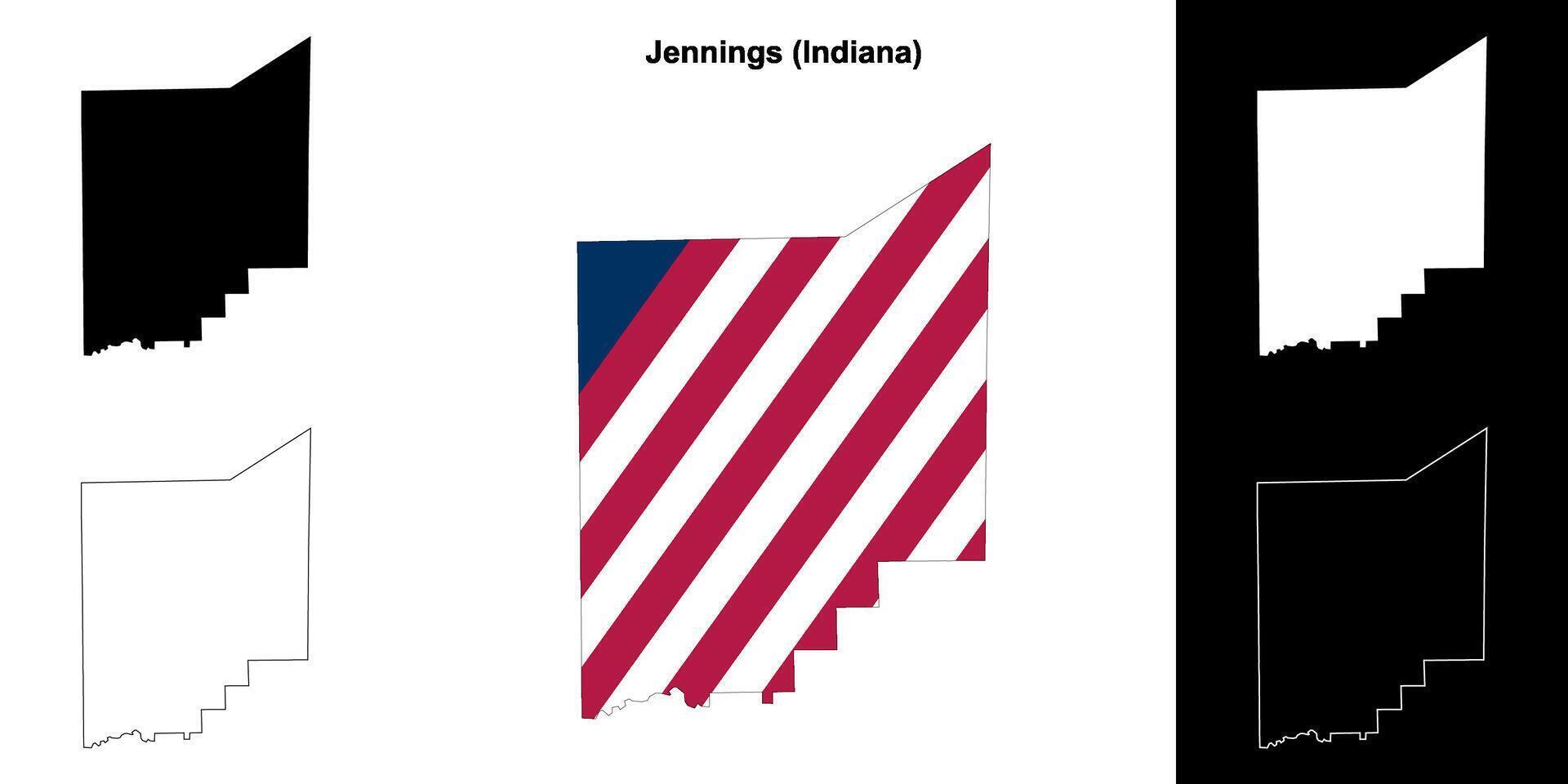Jennings County, Indiana outline map set vector