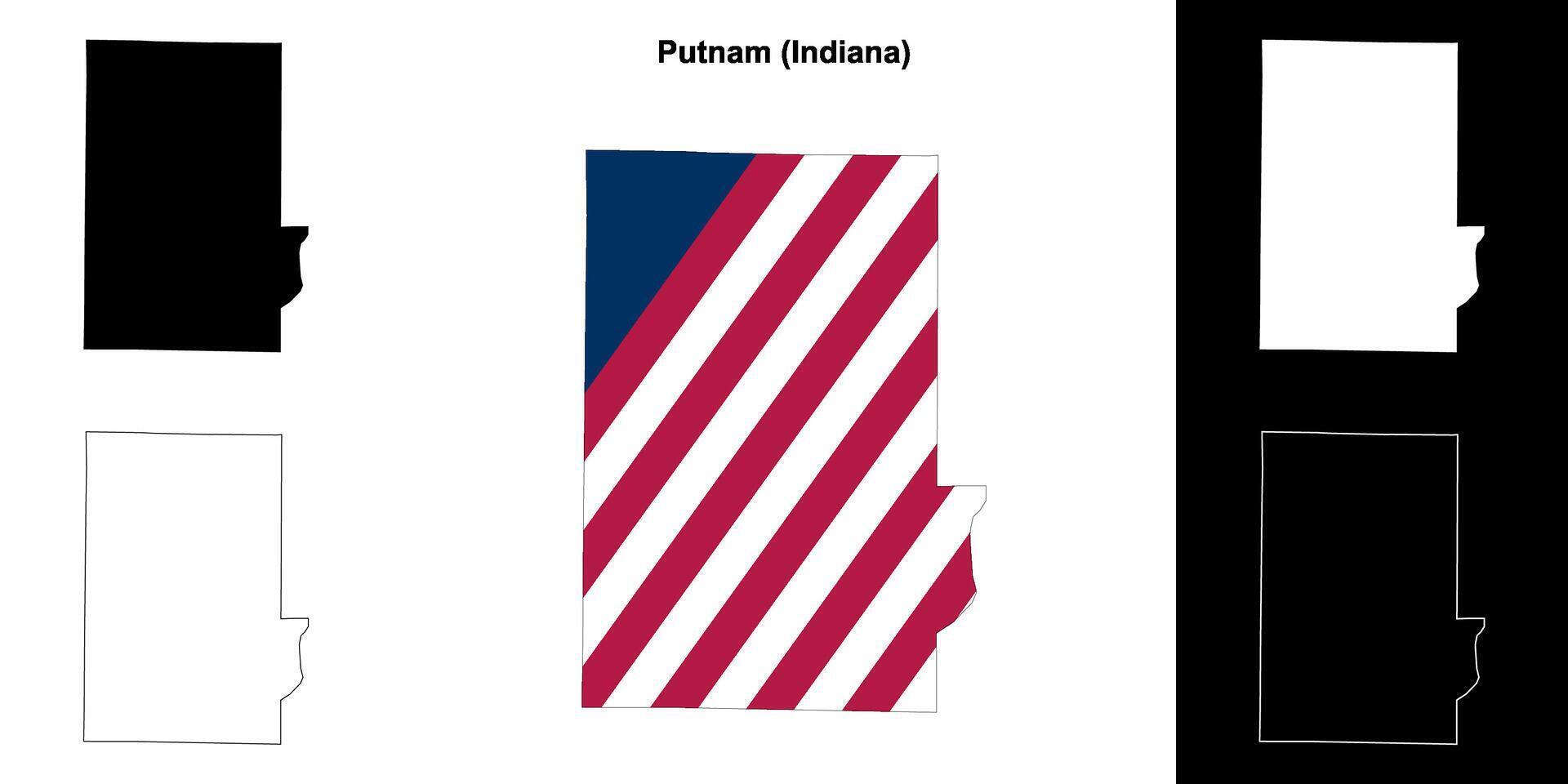 Putnam condado, Indiana contorno mapa conjunto vector