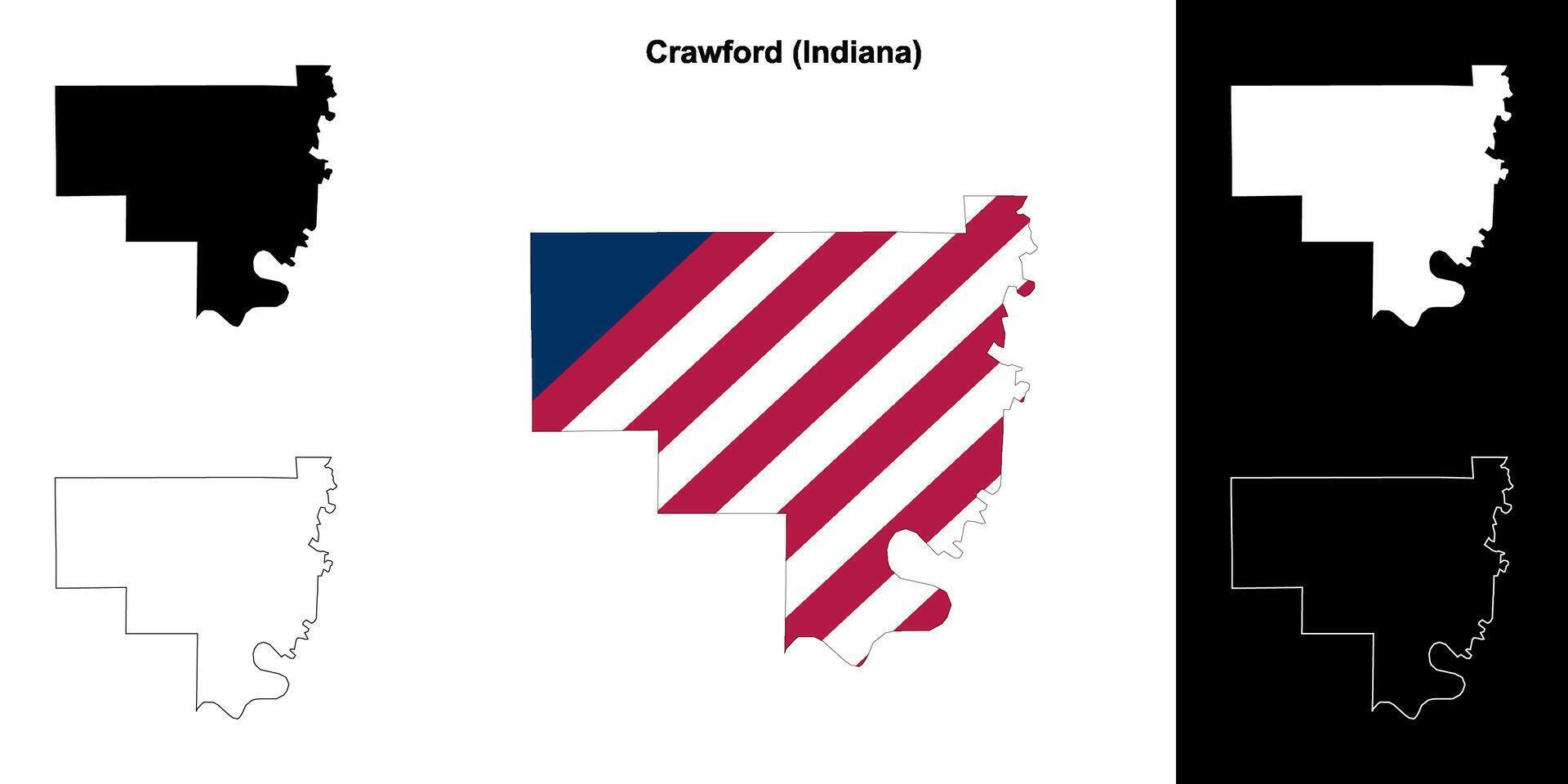 Crawford County, Indiana outline map set vector