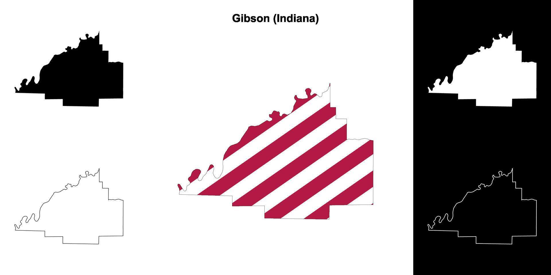 Gibson County, Indiana outline map set vector