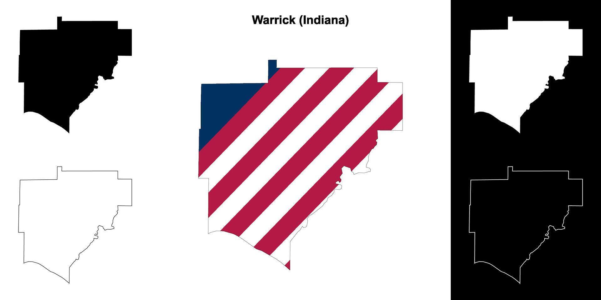 Warrick County, Indiana outline map set vector