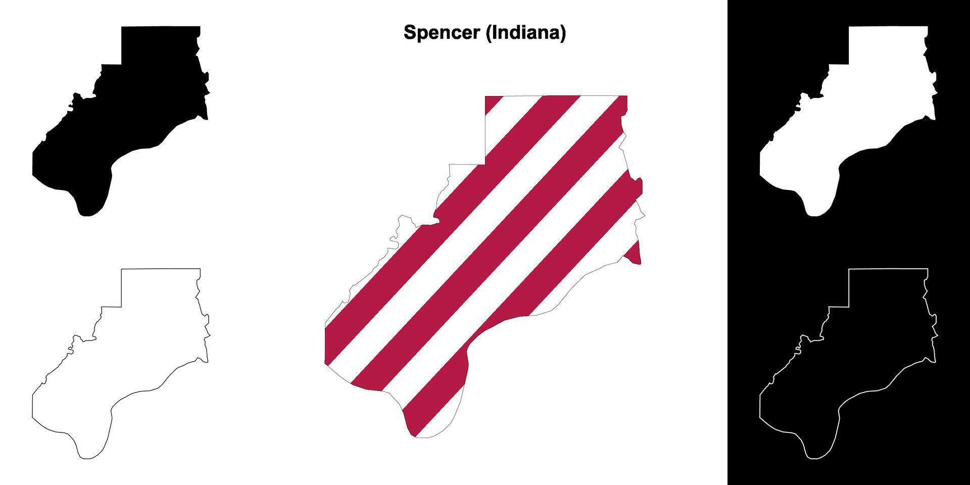 Spencer County, Indiana outline map set vector