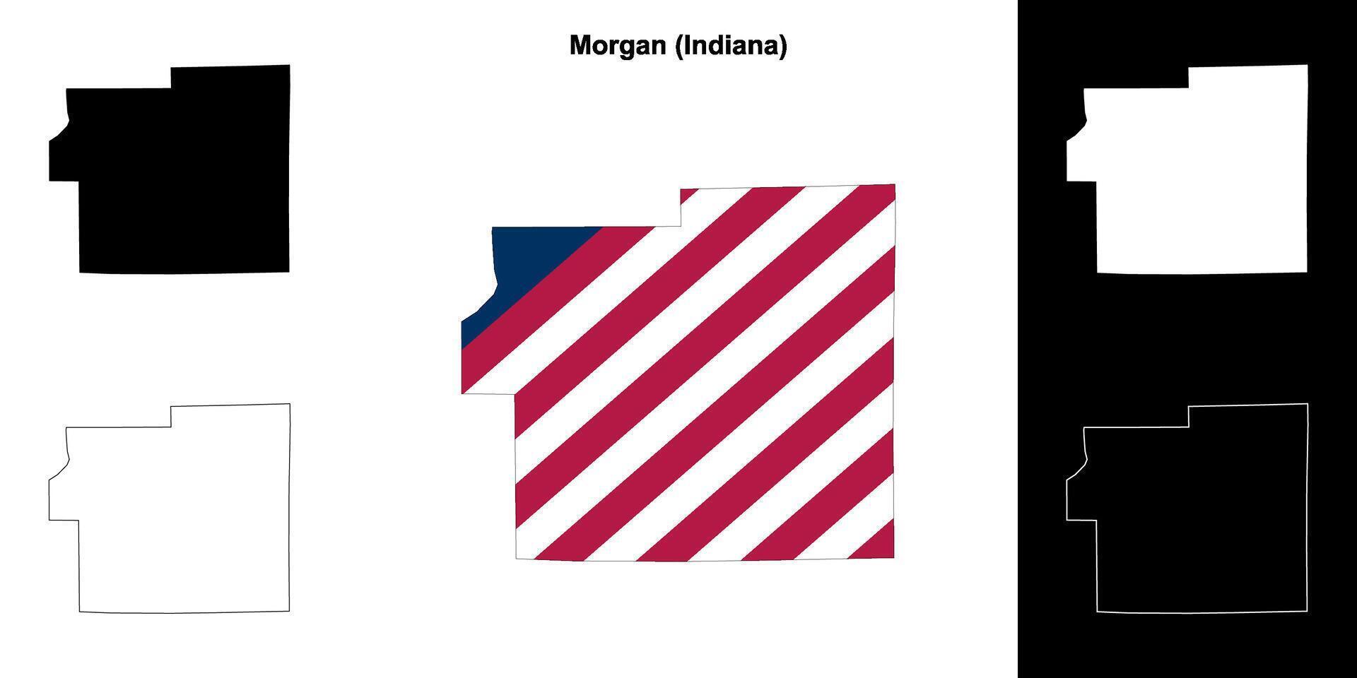 Morgan County, Indiana outline map set vector