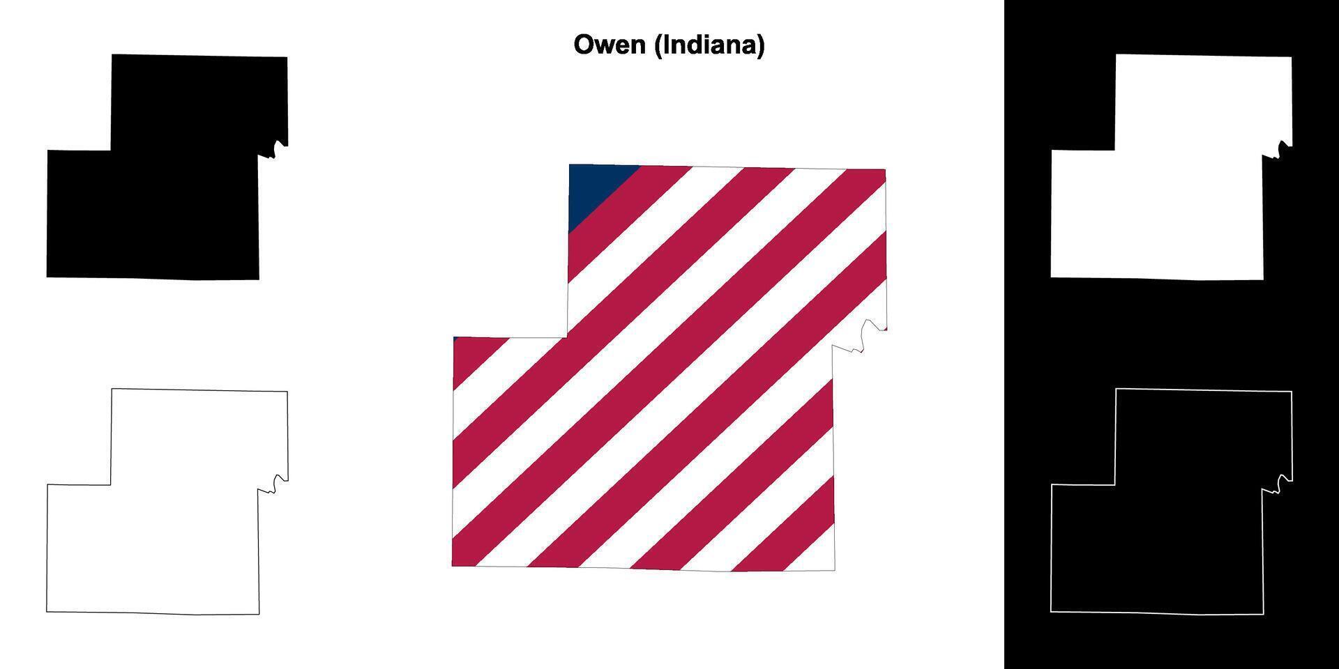 Owen condado, Indiana contorno mapa conjunto vector