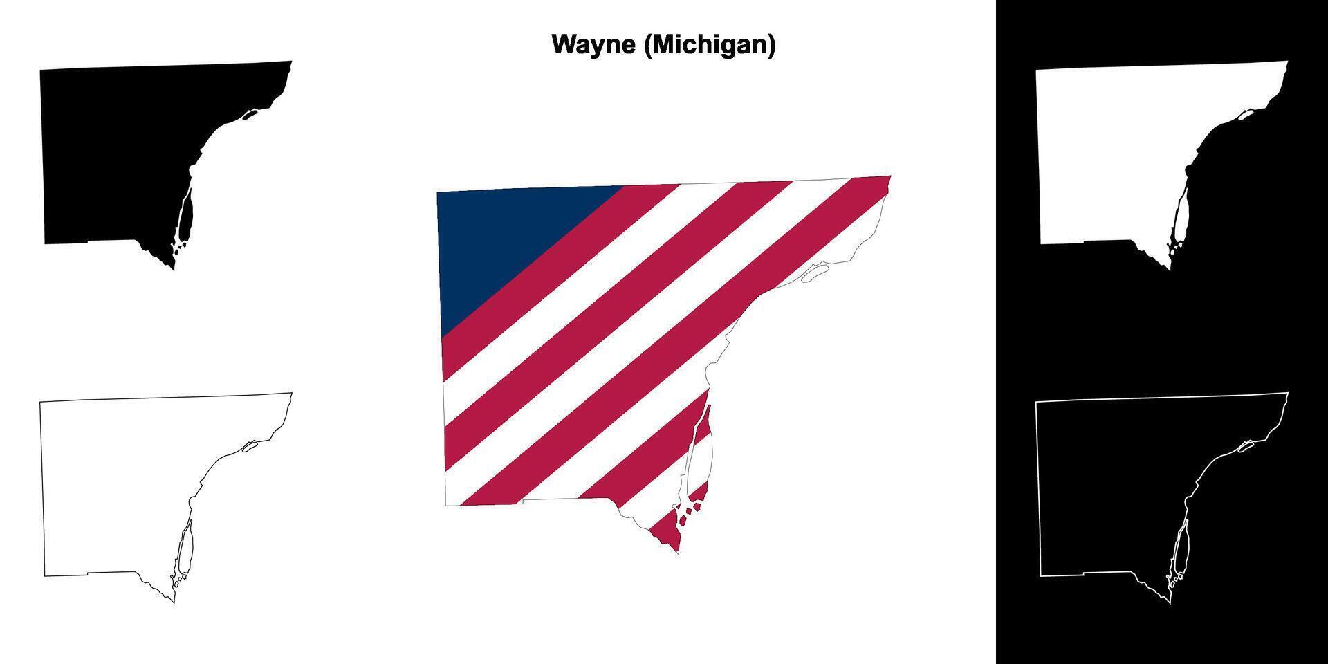 Wayne condado, Michigan contorno mapa conjunto vector