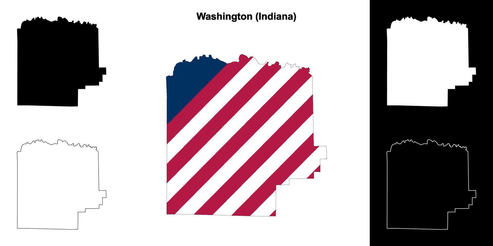 Washington County, Indiana outline map set vector