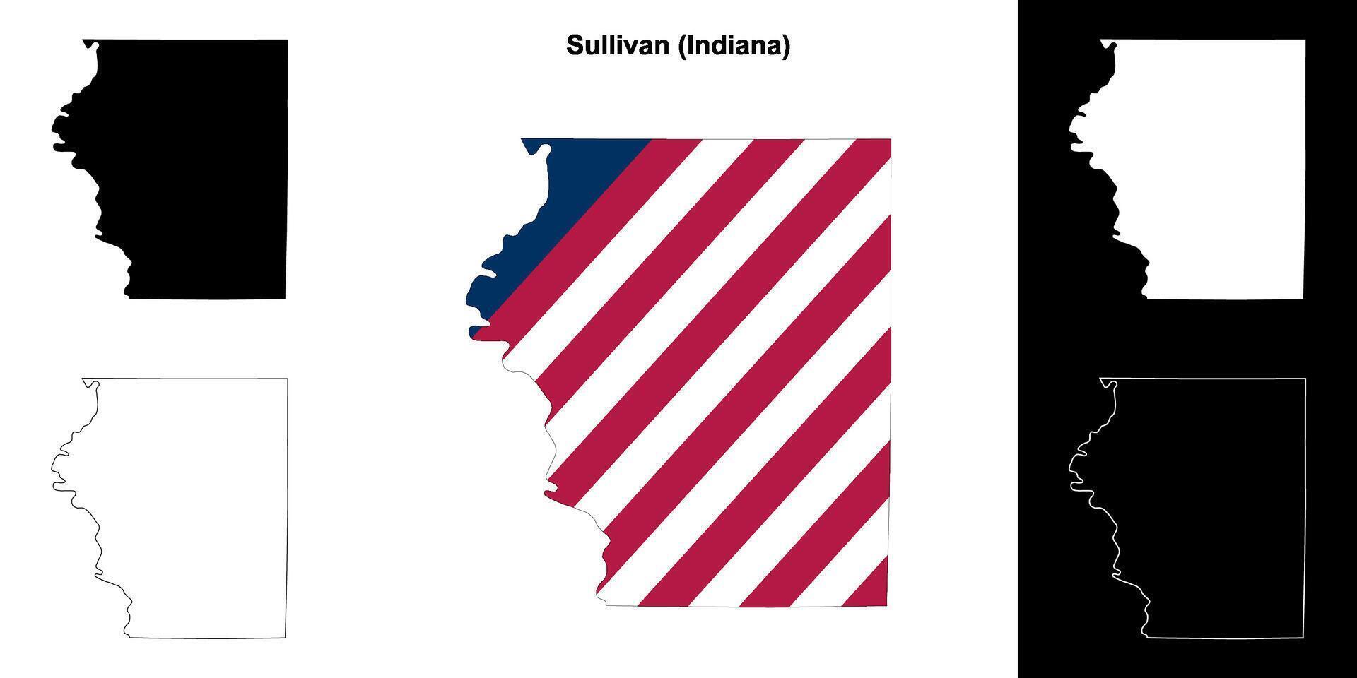 Sullivan condado, Indiana contorno mapa conjunto vector