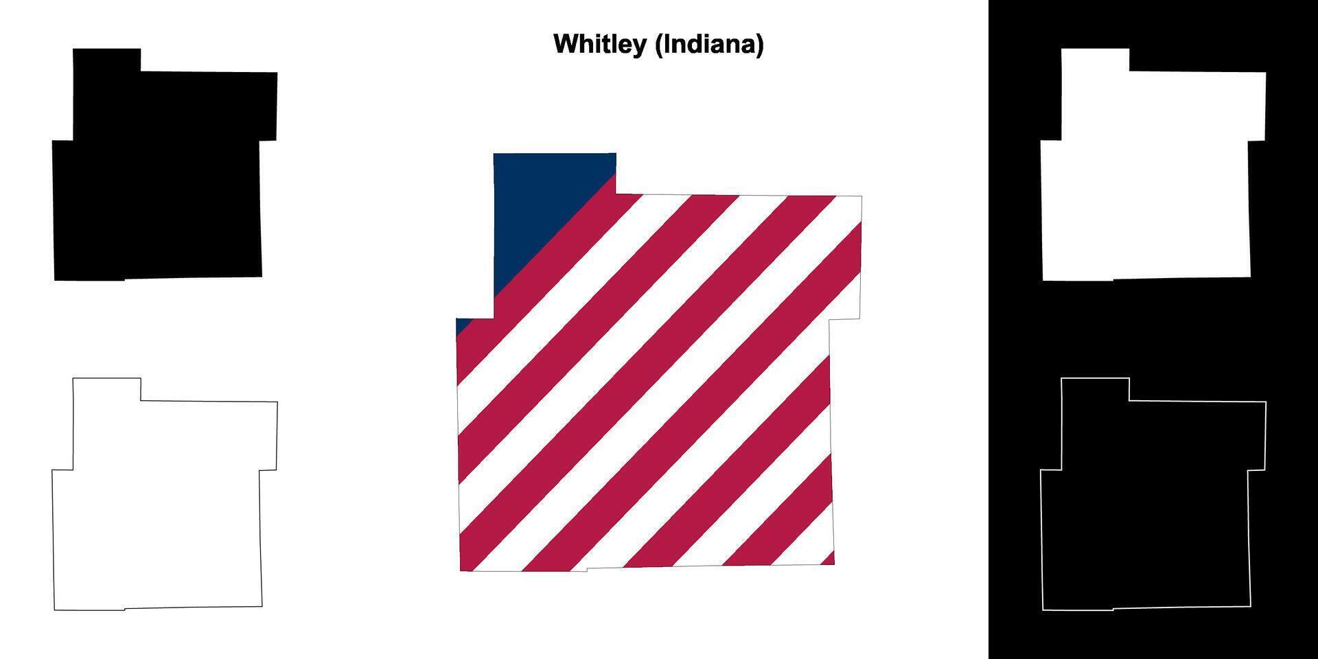 Whitley County, Indiana outline map set vector