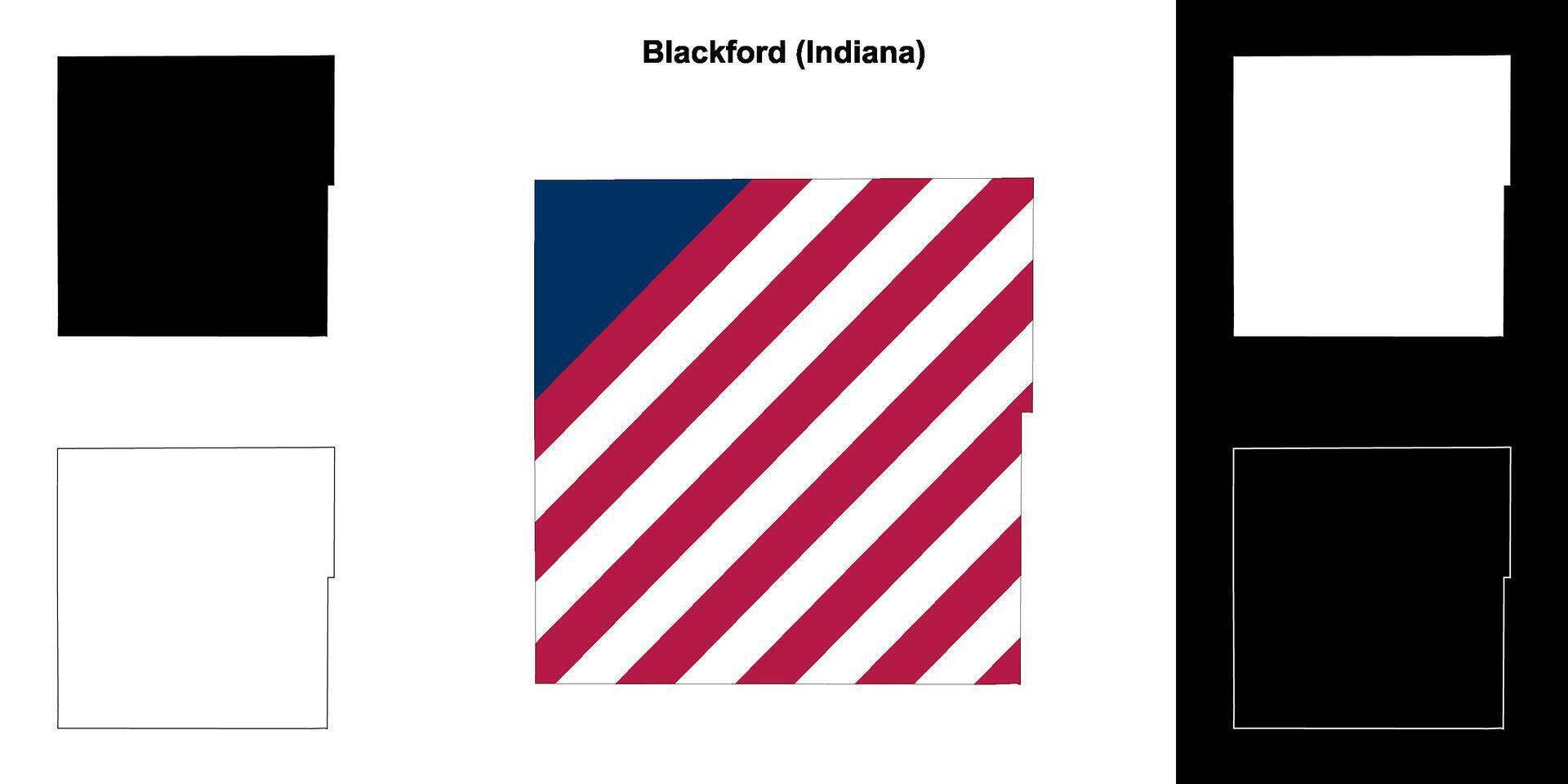 Blackford County, Indiana outline map set vector