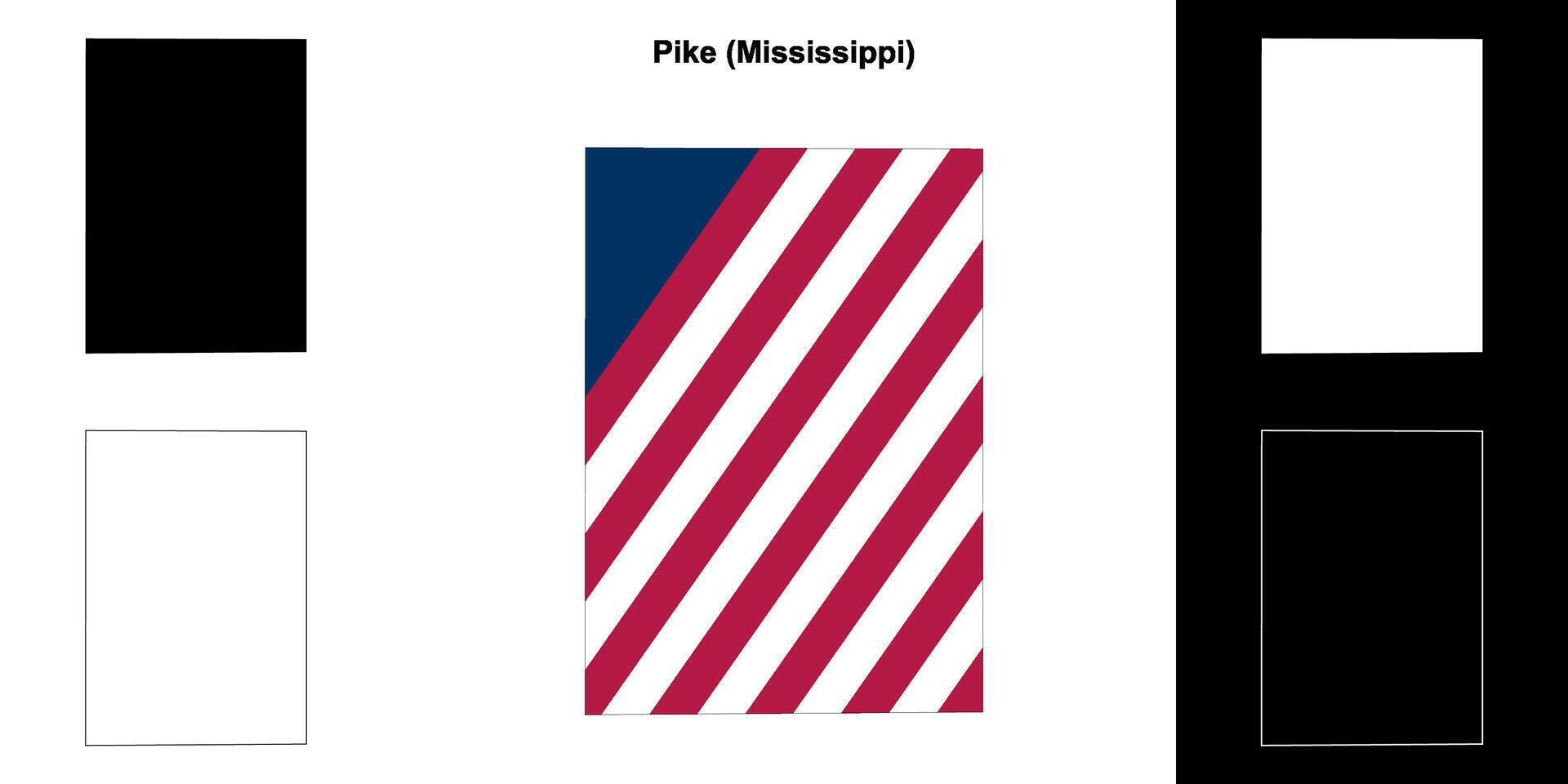 Pike County, Mississippi outline map set vector