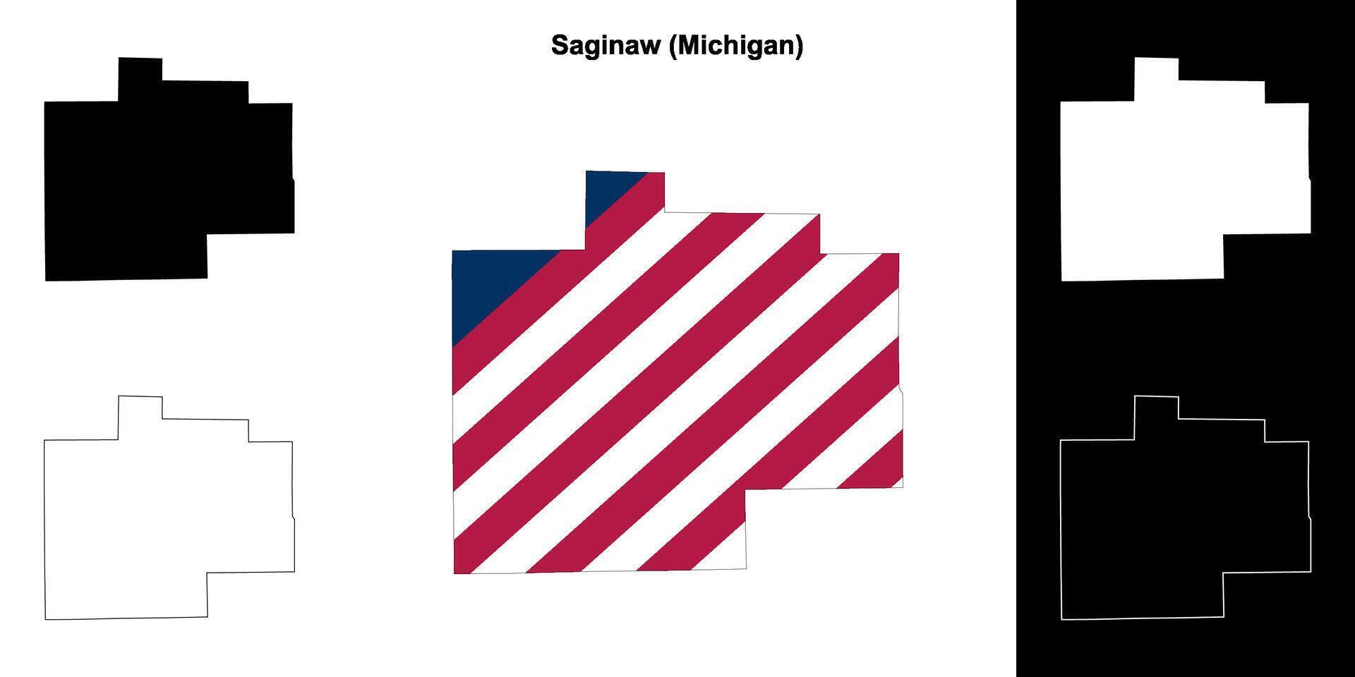 saginaw condado, Michigan contorno mapa conjunto vector