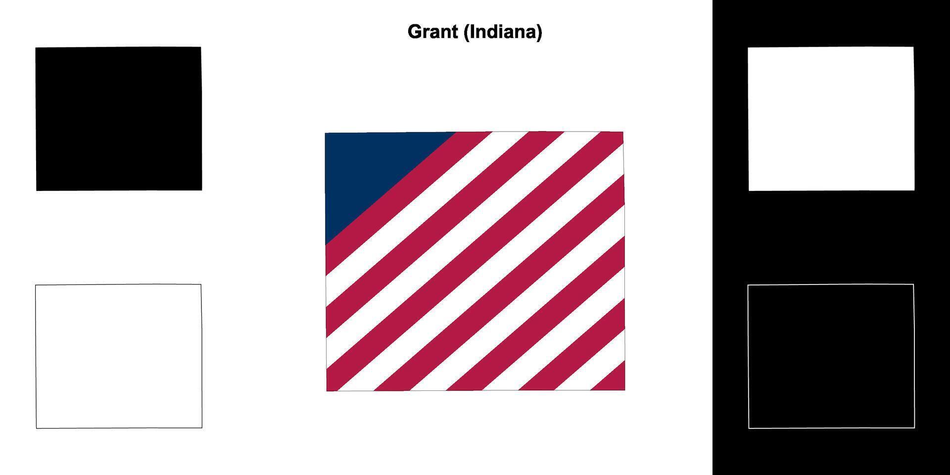 Grant County, Indiana outline map set vector