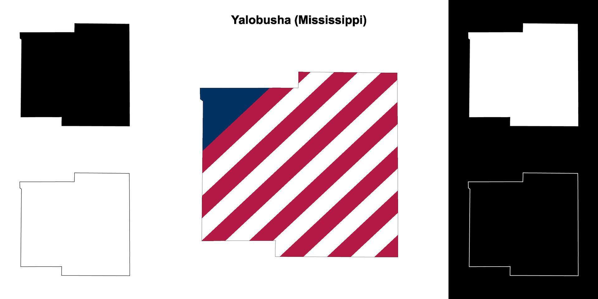 Yalobusha County, Mississippi outline map set vector