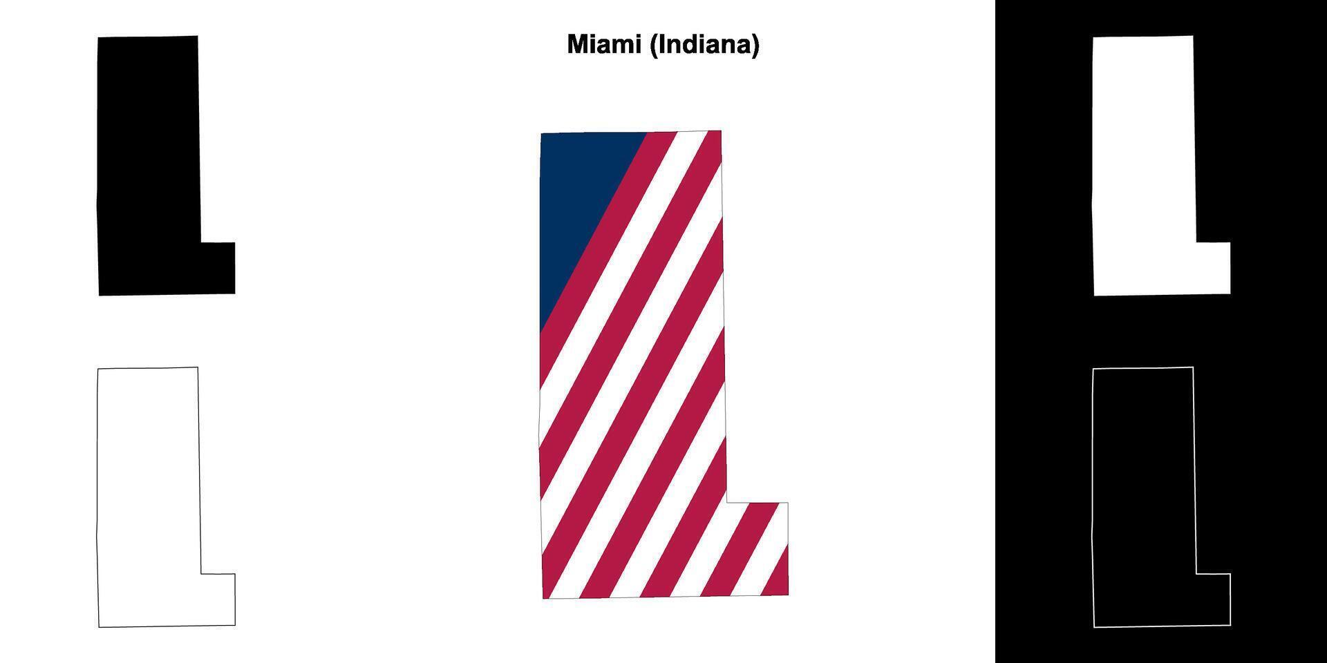 Miami County, Indiana outline map set vector