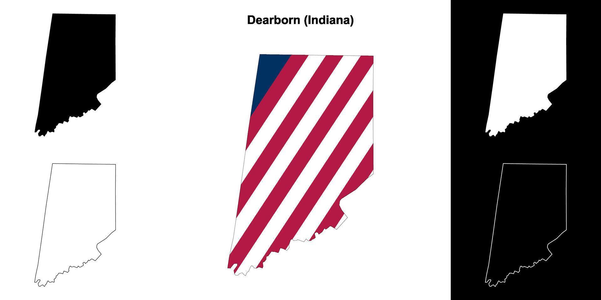 querida condado, Indiana contorno mapa conjunto vector