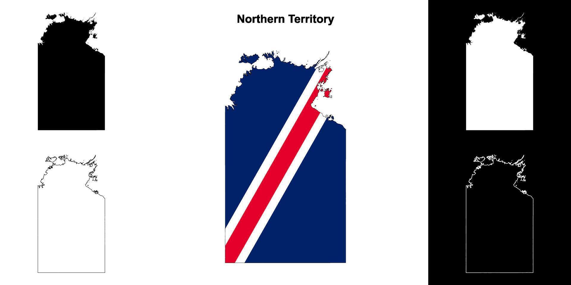 Northern Territory blank outline map set vector
