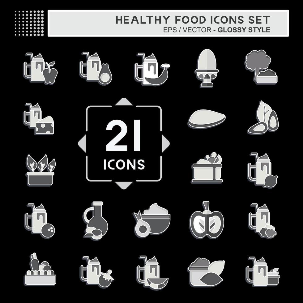 Icon Set Healthy Food. related to Fruit symbol. glossy style. simple design illustration vector