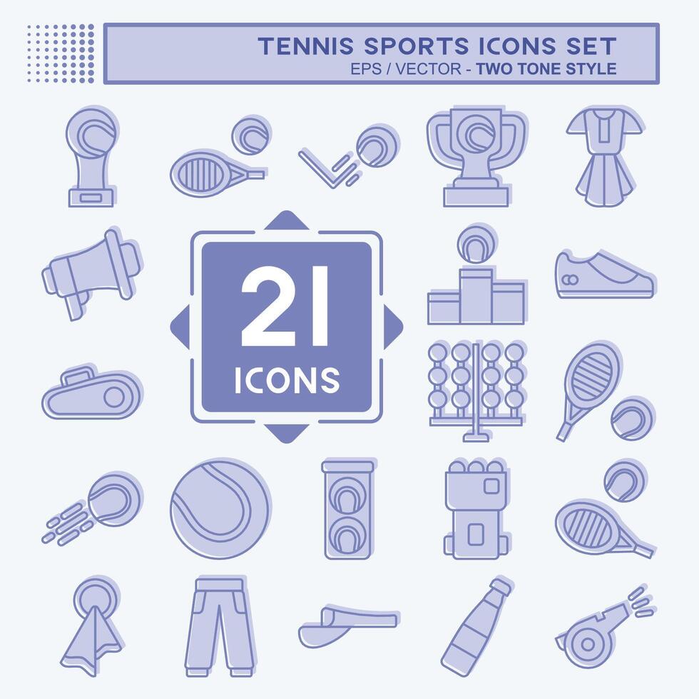 icono conjunto tenis Deportes. relacionado a pasatiempo símbolo. dos tono estilo. sencillo diseño ilustración vector