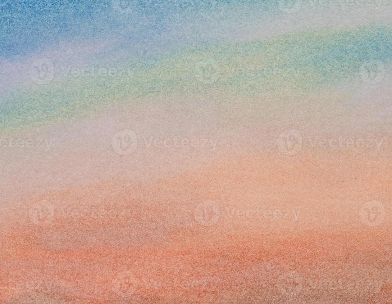 Watercolor abstract background of blue to orange gradient color. Hand drawn watercolor painting. photo