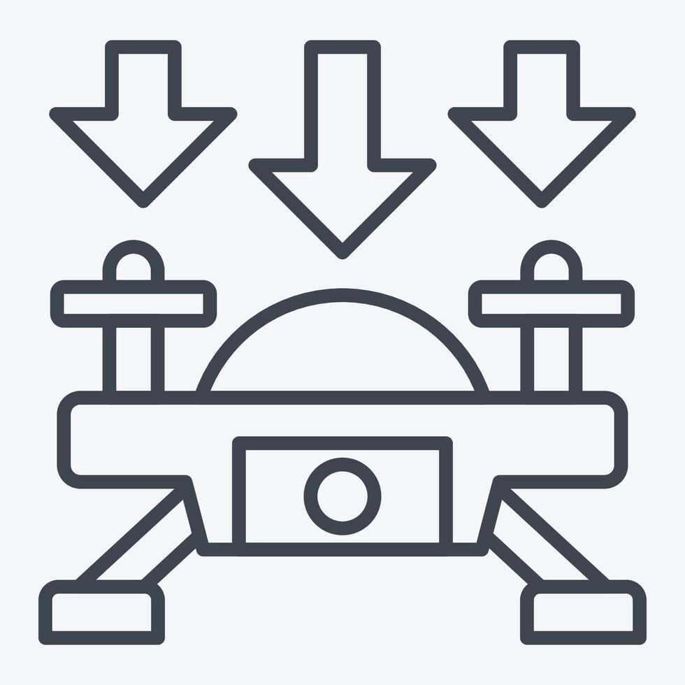 Icon Fly Down. related to Drone symbol. line style. simple design illustration vector