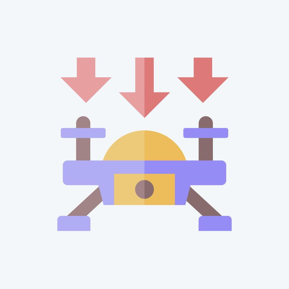 Icon Fly Down. related to Drone symbol. flat style. simple design illustration vector