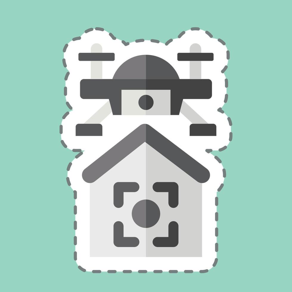 Sticker line cut Drone Location. related to Drone symbol. simple design illustration vector