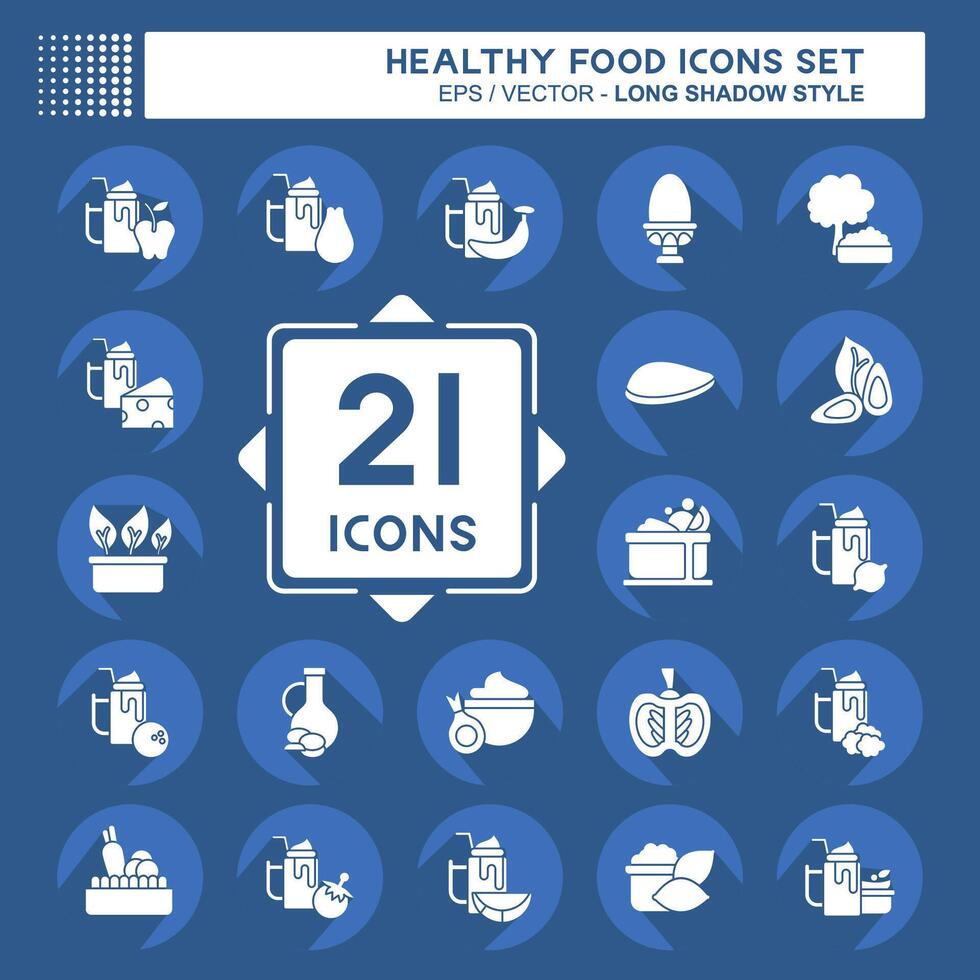 Icon Set Healthy Food. related to Fruit symbol. long shadow style. simple design illustration vector