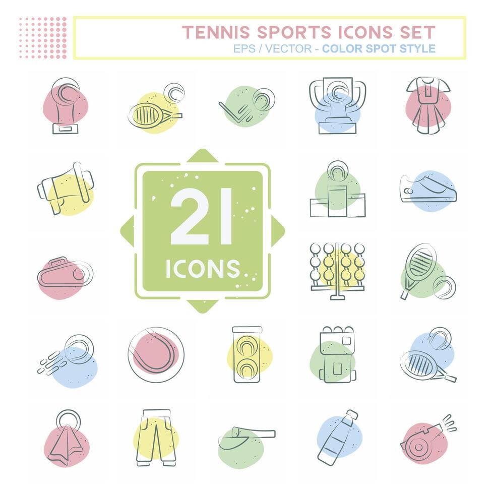 icono conjunto tenis Deportes. relacionado a pasatiempo símbolo. color Mancha estilo. sencillo diseño ilustración vector