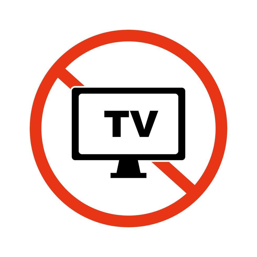 TV Watching Prohibited Icon. TV Restriction. vector