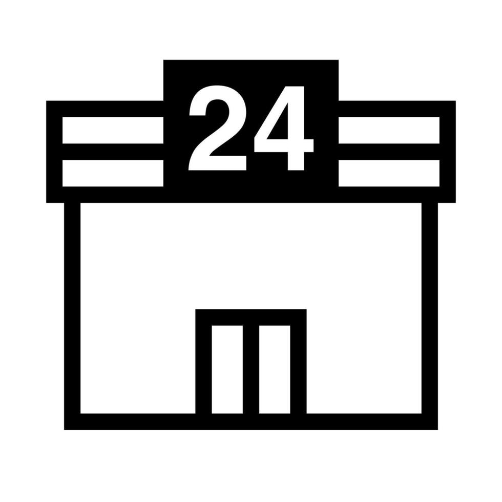 Simple 24-hour convenience store icon. Retail store. vector