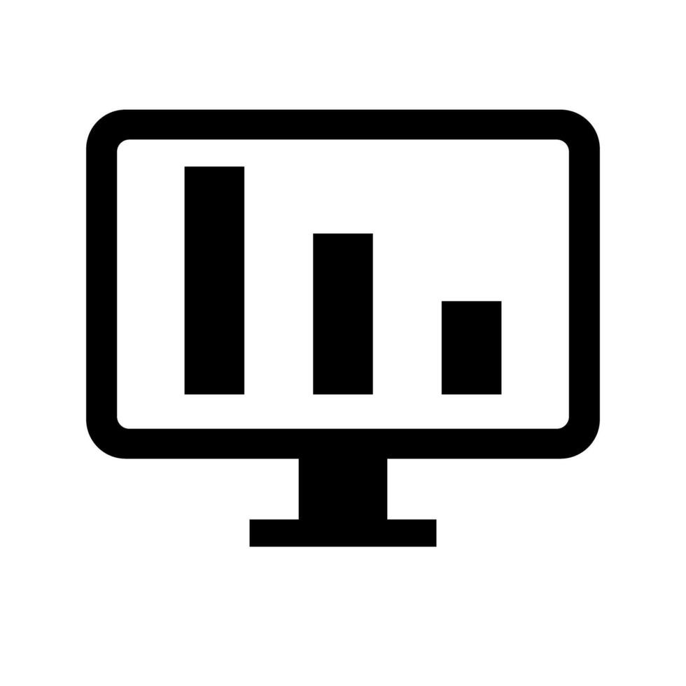 escritorio ordenador personal silueta icono para Estadísticas y análisis. vector