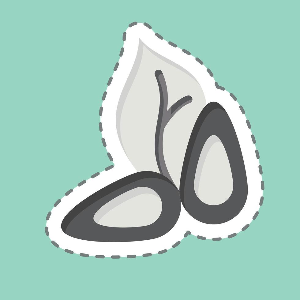 Sticker line cut Almond. related to Healthy Food symbol. simple design illustration vector